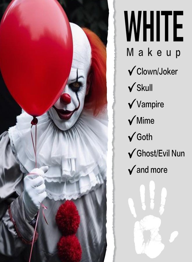 BOBISUKA Clown White Face Body Paint, Water-Based Face Painting Kit & Body Paints for Kids Adults Party, Facepaint for Halloween Goth Skeleton Mime Ghost SFX Makeup, Costume Cosplay Theater & Stage - Image 5